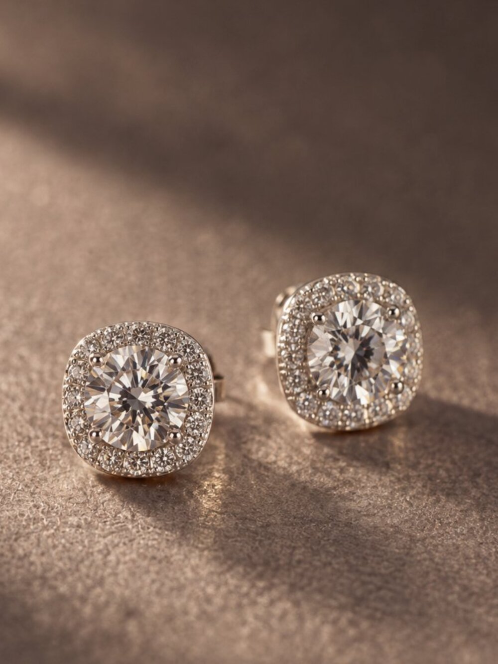 Anthropologie 18K White Gold CZ Crystal Halo Stud Earrings Bridal Jewelry NEW